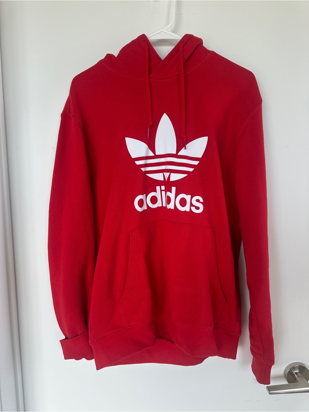 adidas Red Trefoil Logo Crewneck Hoodie